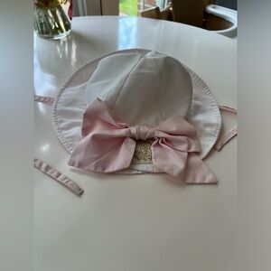 Beaufort Bonnet toddler sunhat pink and white with bow